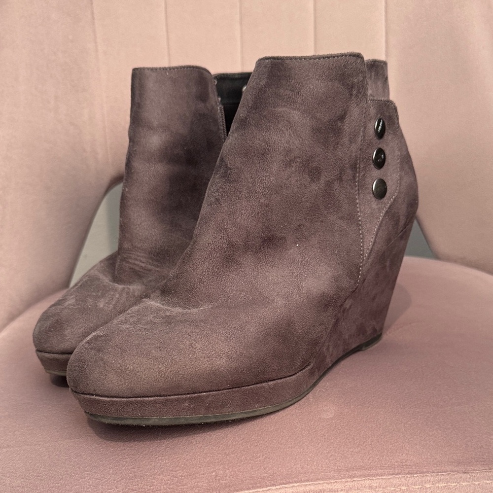 Women's Grey Wedge Ankle Boots